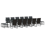 Garden Dining Set 17 pcs Black Steel