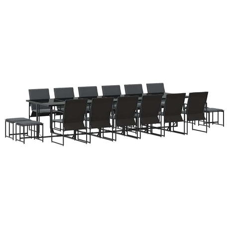 Garden Dining Set 17 pcs Black Steel