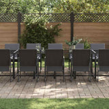 Garden Dining Set 15 pcs Black Steel