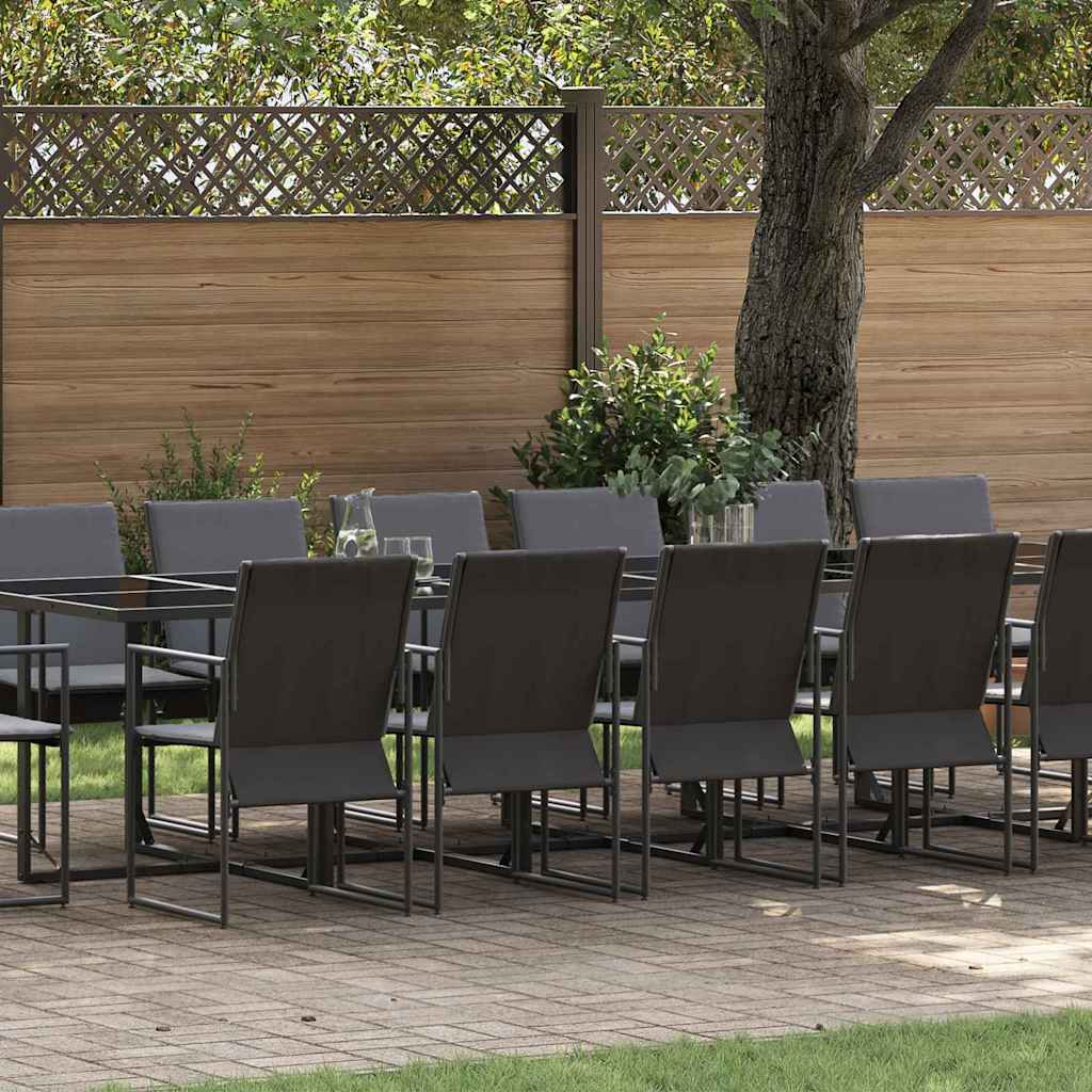Garden Dining Set 17 pcs Black Steel