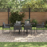 Garden Dining Set 7 pcs Black Steel