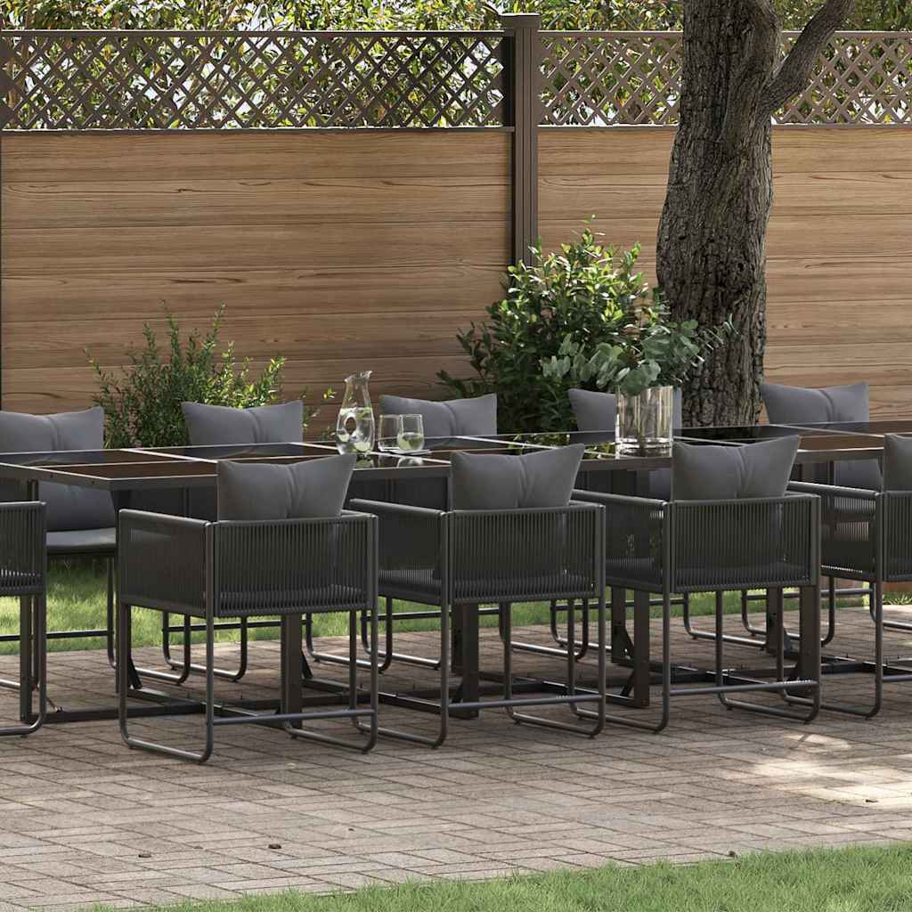 Garden Dining Set 13 pcs Black Steel
