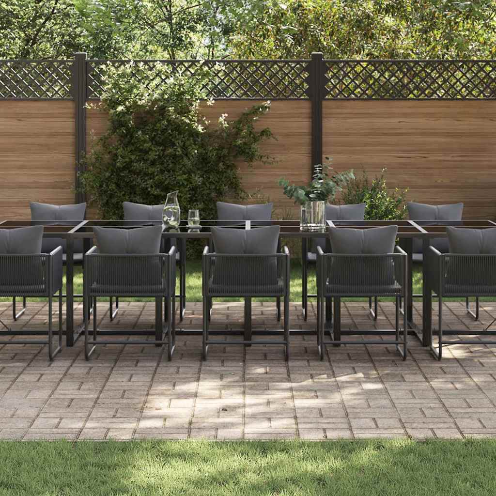 Garden Dining Set 13 pcs Black Steel