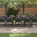 Garden Dining Set 13 pcs Black Steel