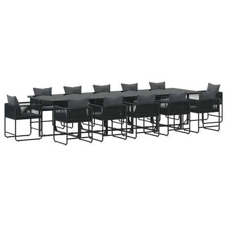Garden Dining Set 13 pcs Black Steel