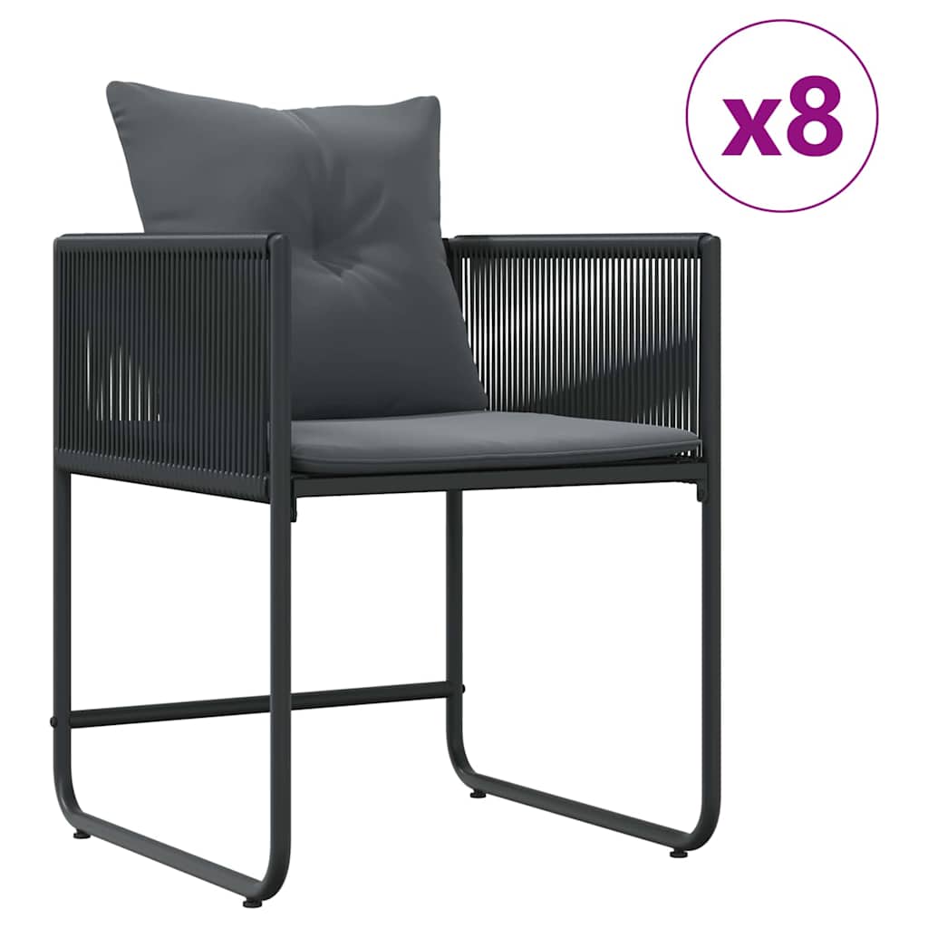 Garden Dining Set 9 pcs Black Steel