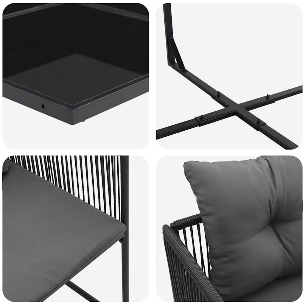 Garden Dining Set 11 pcs Black Steel