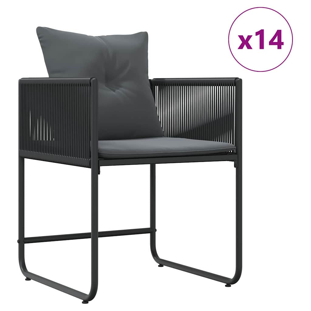 Garden Dining Set 15 pcs Black Steel
