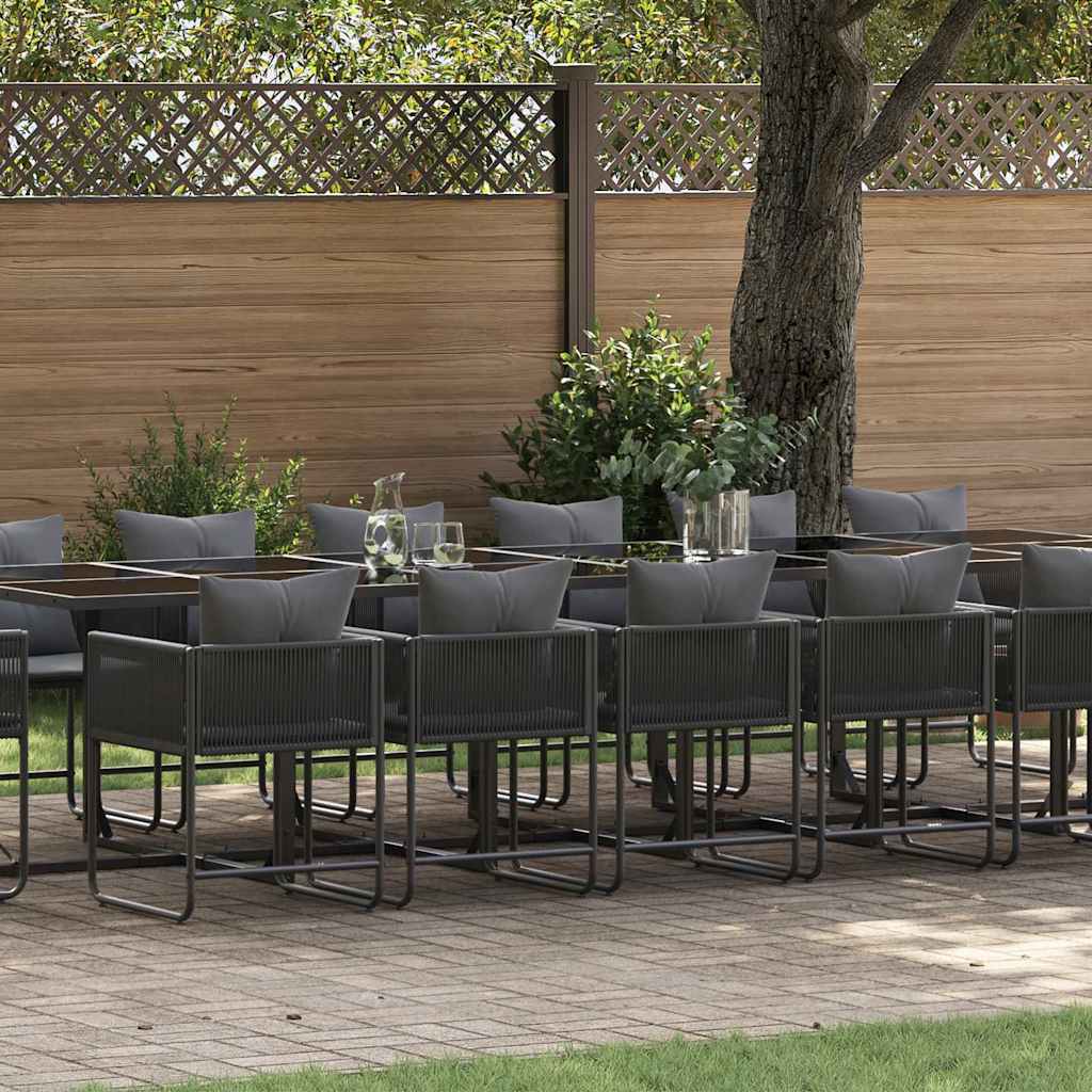 Garden Dining Set 17 pcs Black Steel