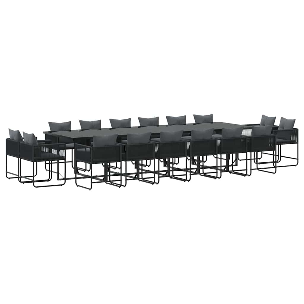 Garden Dining Set 17 pcs Black Steel