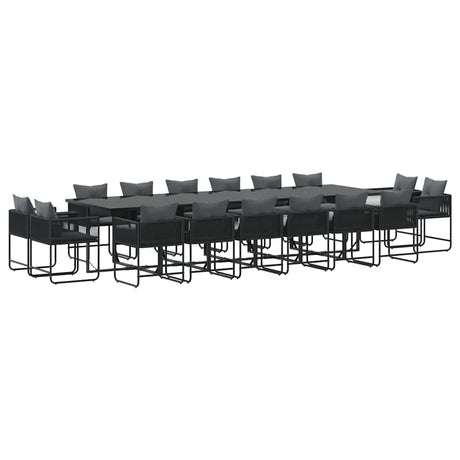 Garden Dining Set 17 pcs Black Steel