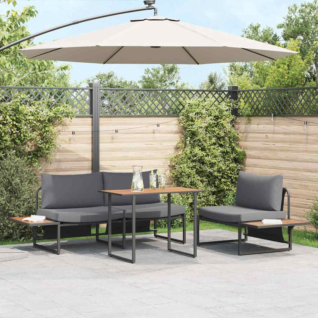 Garden Dining Set 3 pcs Anthracite Steel