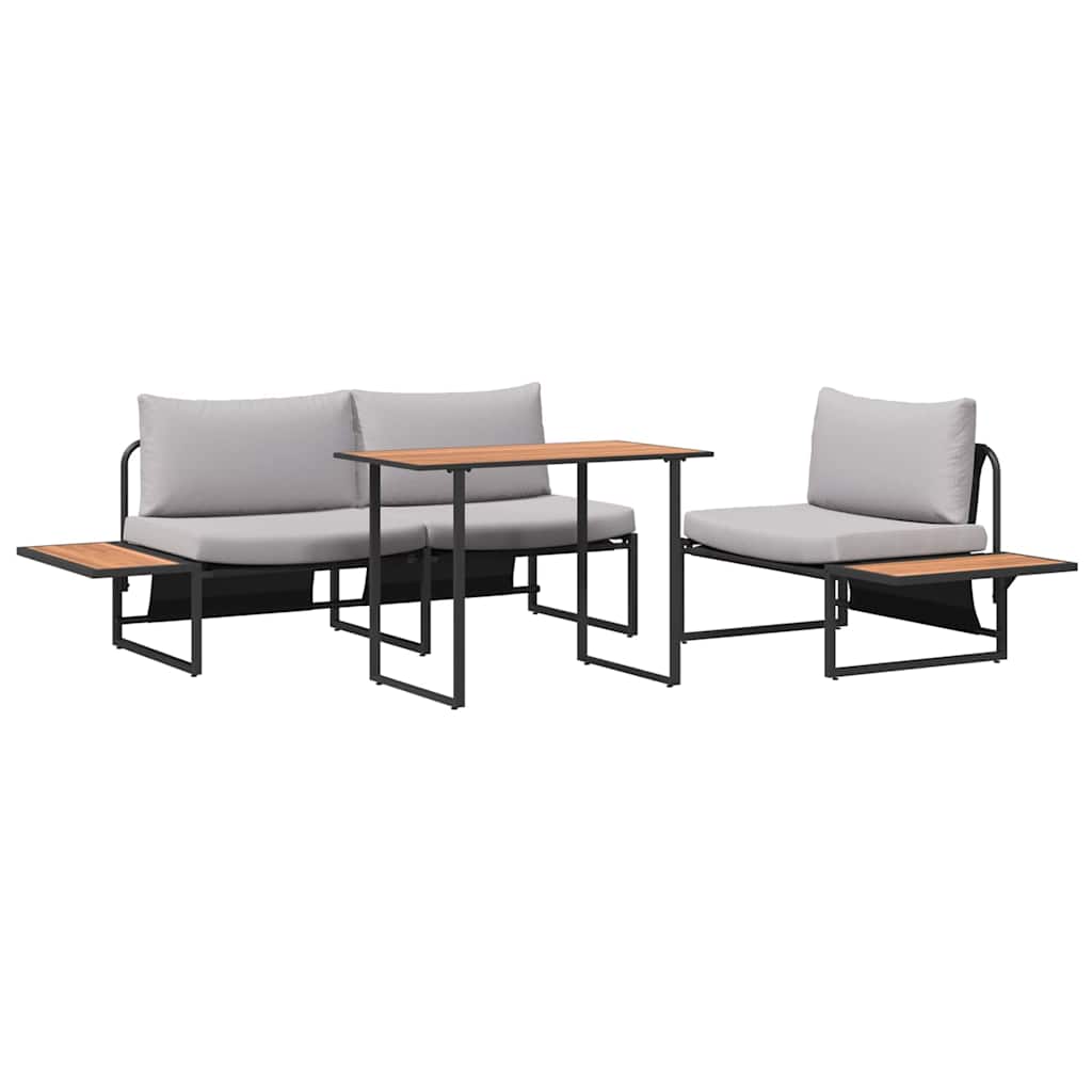 Garden Dining Set 3 pcs Light grey Steel