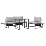 Garden Dining Set 3 pcs Light grey Steel