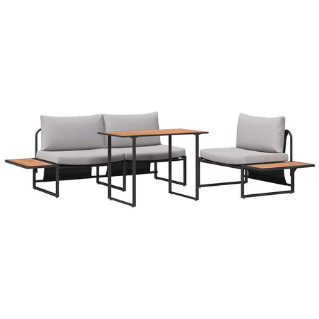 Garden Dining Set 3 pcs Light grey Steel