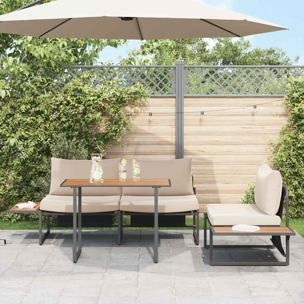 Garden Dining Set 3 pcs Taupe Steel