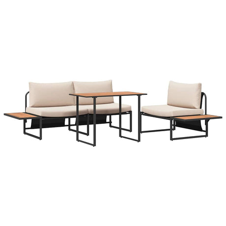 Garden Dining Set 3 pcs Taupe Steel
