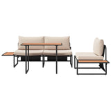 Garden Dining Set 3 pcs Taupe Steel