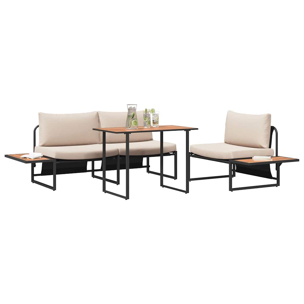 Garden Dining Set 3 pcs Taupe Steel