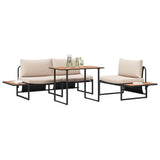 Garden Dining Set 3 pcs Taupe Steel