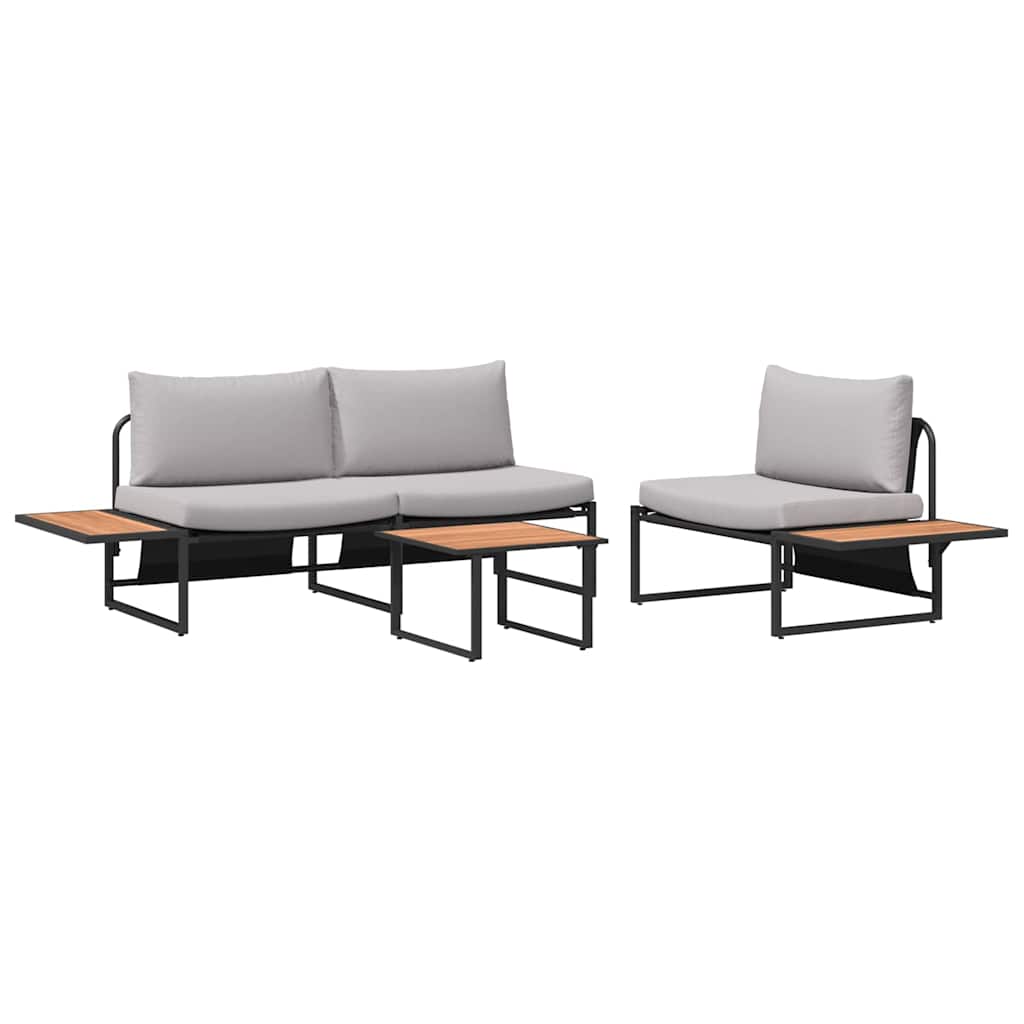 Garden Dining Set 3 pcs Light grey Steel