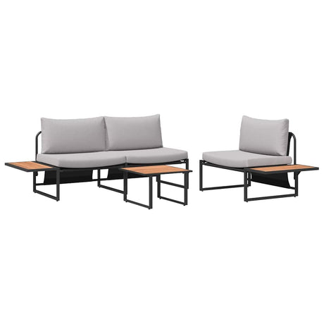 Garden Dining Set 3 pcs Light grey Steel