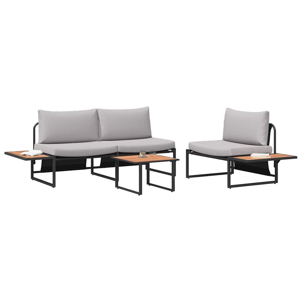 Garden Dining Set 3 pcs Light grey Steel