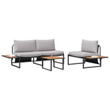 Garden Dining Set 3 pcs Light grey Steel