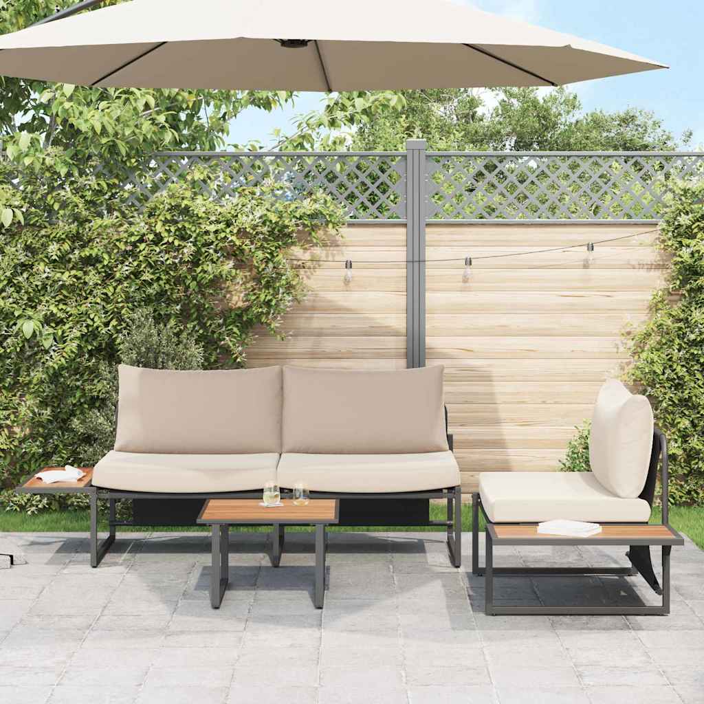 Garden Dining Set 3 pcs Taupe Steel