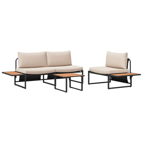 Garden Dining Set 3 pcs Taupe Steel