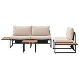 Garden Dining Set 3 pcs Taupe Steel