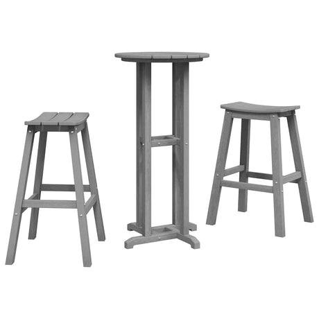 Garden Bar Set 3 pcs Light grey HDPE