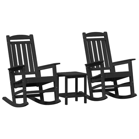 Garden Rocking Chair 3 pcs Black 38 x 38 x 46cm Plastic
