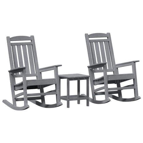 Rocking Chair 3 pcs Light Grey Polyethylene