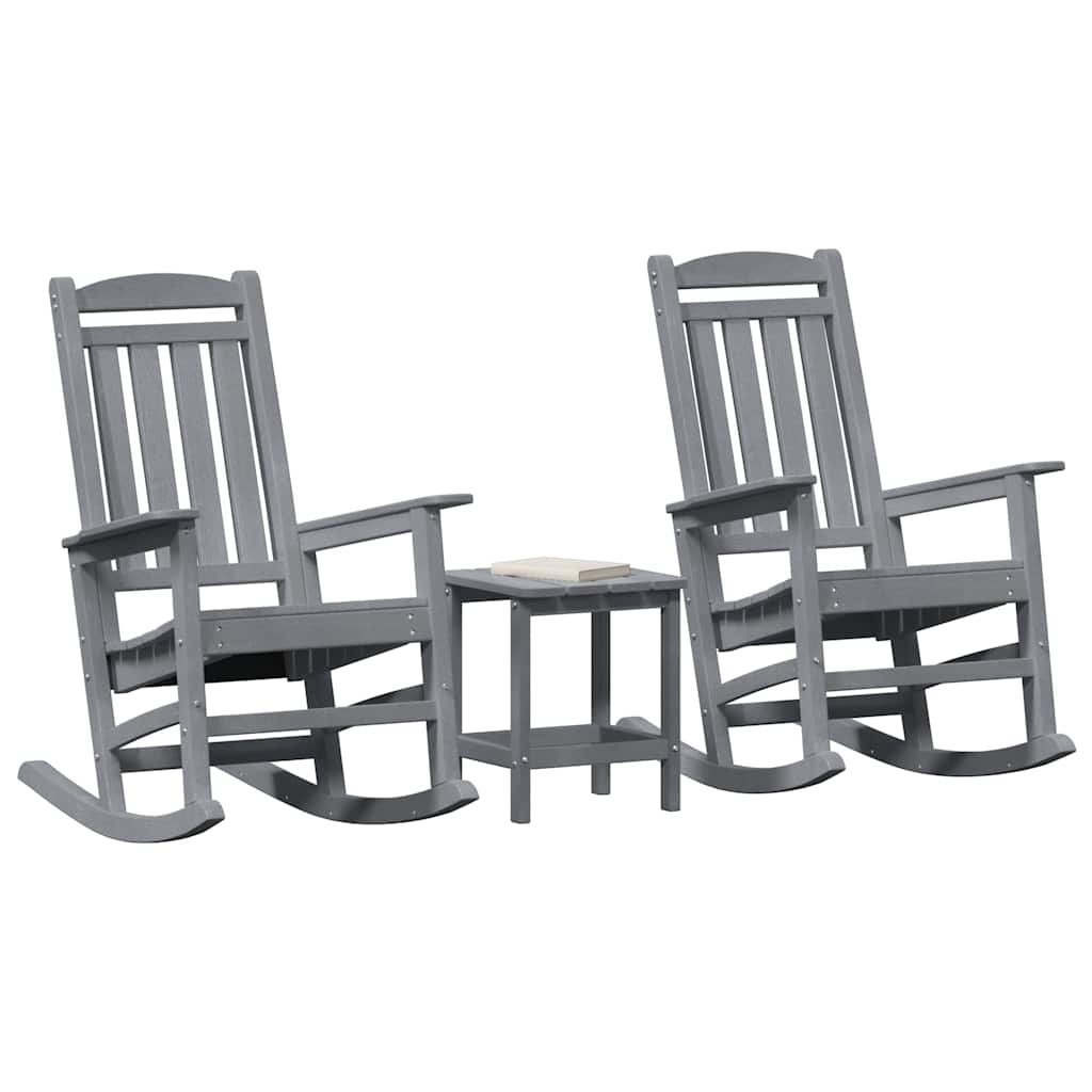 Rocking Chair 3 pcs Light Grey Polyethylene