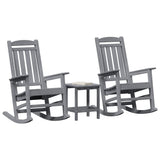 Rocking Chair 3 pcs Light Grey Polyethylene