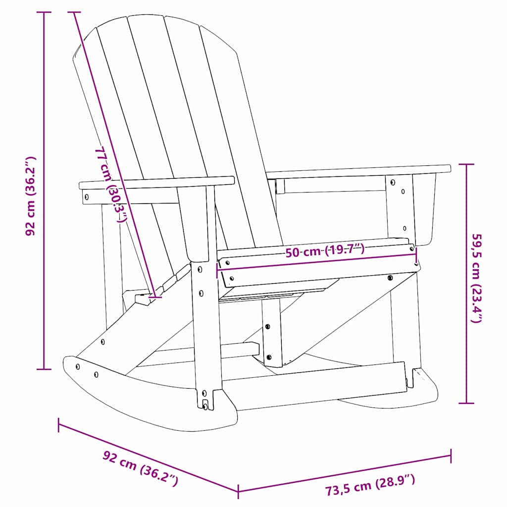 Adirondack Rocking Chairs 2 pcs Black HDPE