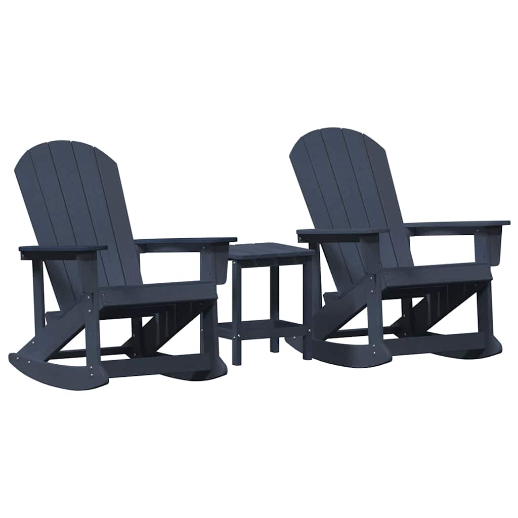 Garden Lounge Set 3 pcs Navy blue HDPE