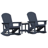 Garden Lounge Set 3 pcs Navy blue HDPE