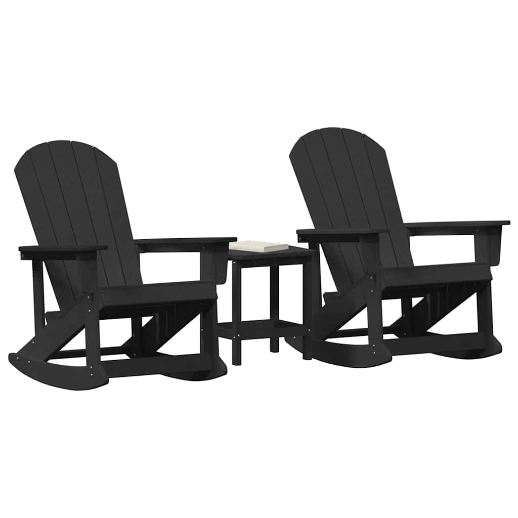 Garden Lounge Set 3 pcs Black HDPE