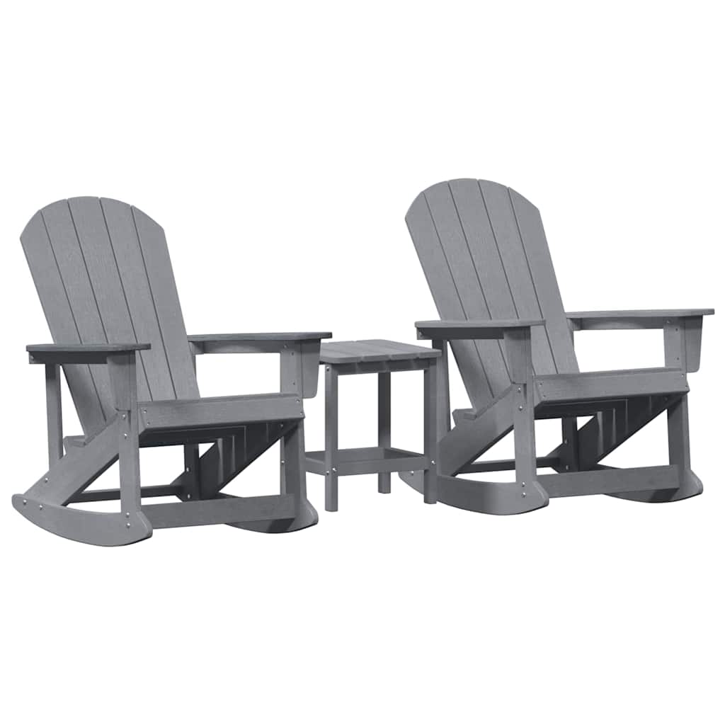 Garden Lounge Set 3 pcs Light Grey HDPE