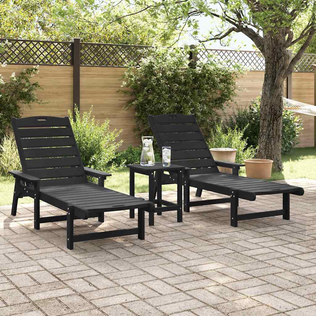 Garden Lounge Furniture Reclining 2 pcs Black 53 x 195.5 x 30cm