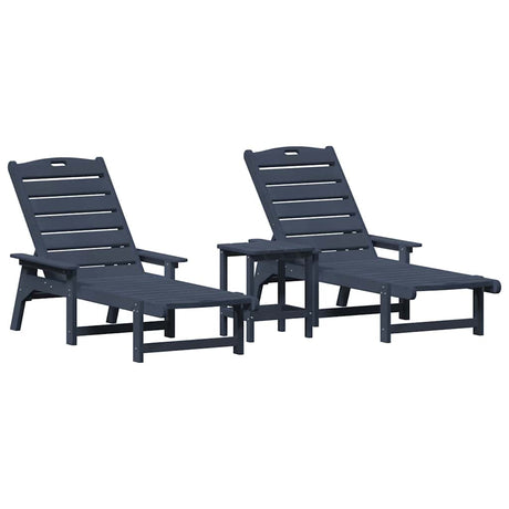 Garden Lounge Furniture 3 pcs Navy 38 x 38 x 46cm Polyethylene