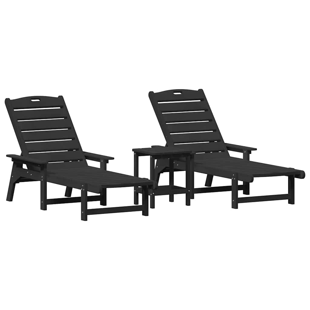 Garden Lounge Furniture 3 pcs Black 38 x 38 x 46cm Polyethylene