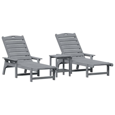 Sun Lounger Reclining 3 pcs Light Grey Polyethylene