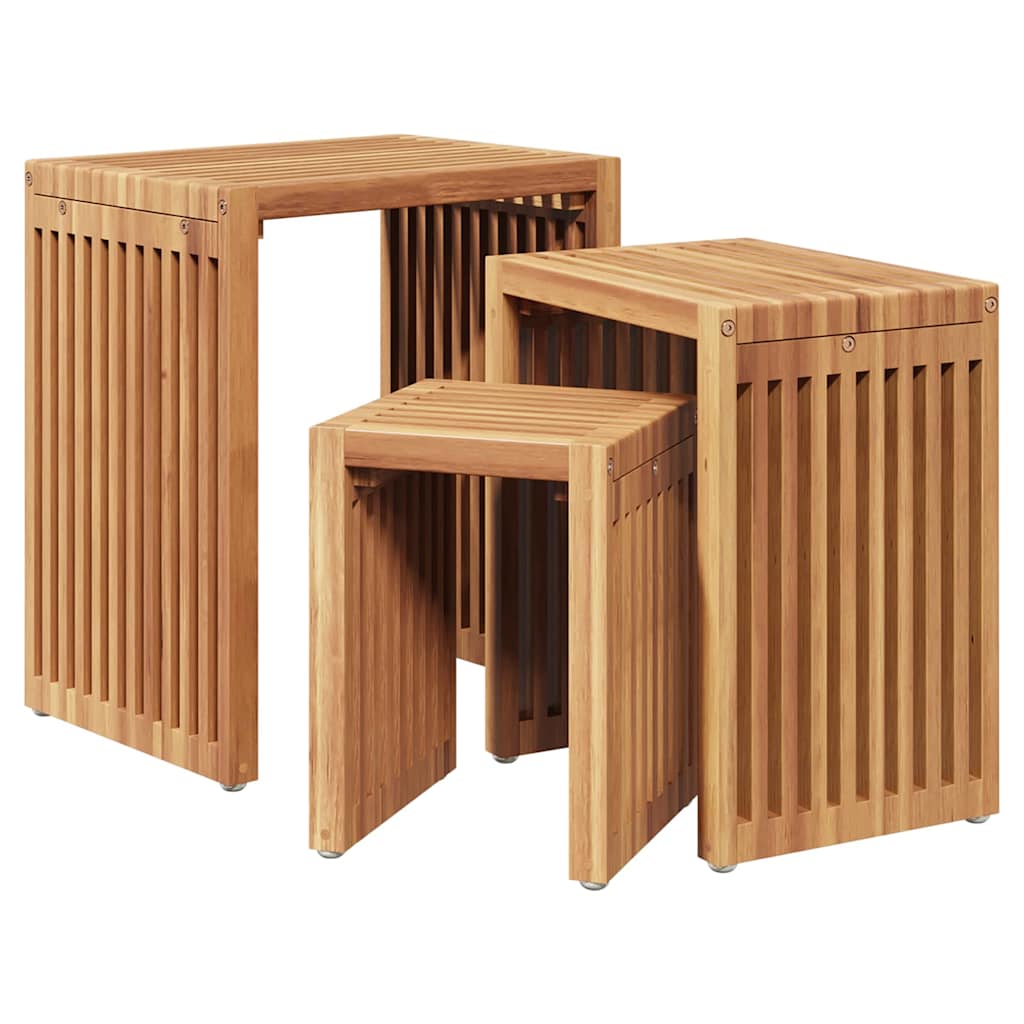 Nest of SideTables Stackable 3 pcs Brown 33 x 44.5 x 51 cm