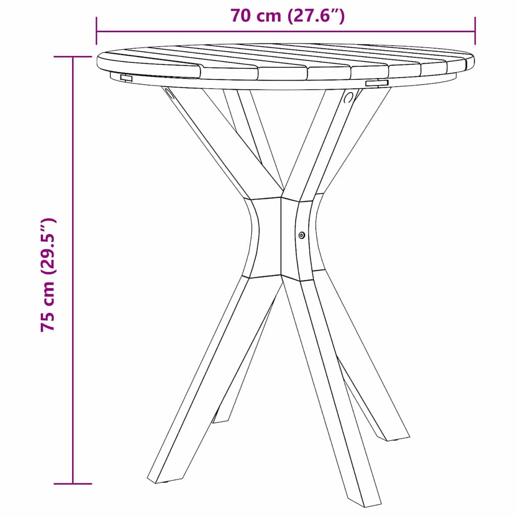 Bistro Table Brown 70 x 70 x 75 cm Solid teak wood