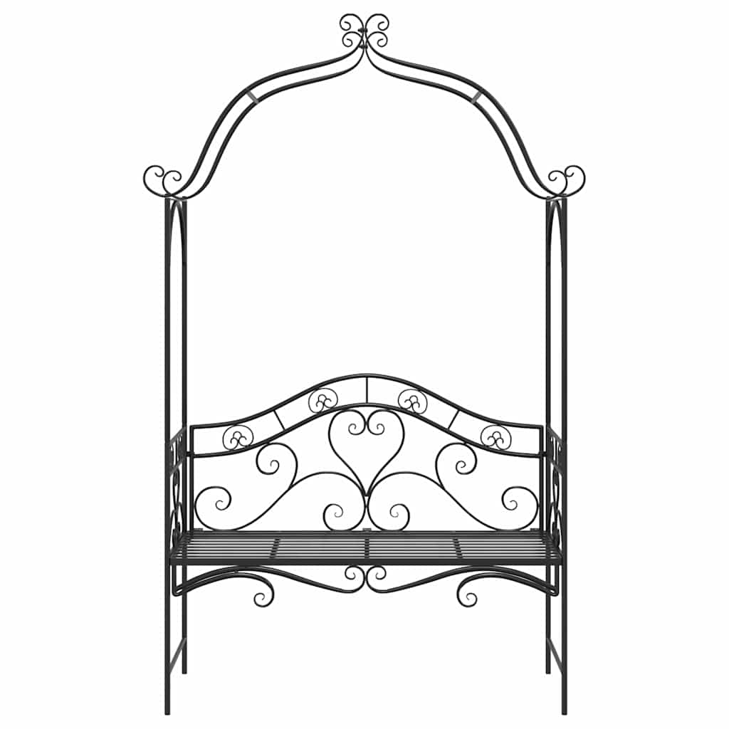 Garden Bench with Cushion Black 104 x 54 x 93cm Steel