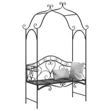 Garden Bench with Cushion Black 104 x 54 x 93cm Steel