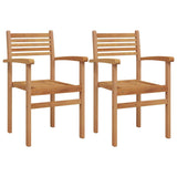 Garden Stacking Chairs 2 pcs Brown 55.5 x 55.5 x 90 cm